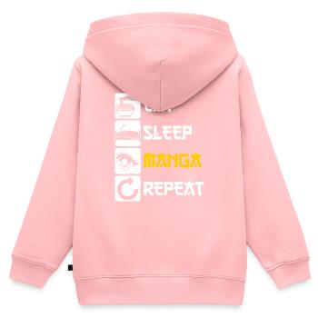 Manger du sommeil Manga Répéter - Sweat Premium à capuche zippé enfant bio - rose - Dos - AI Model Kid Female (0cm)