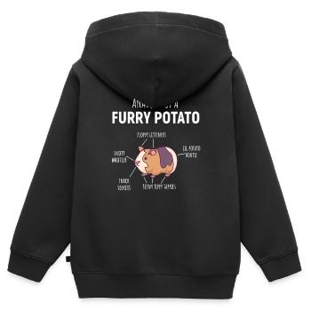 Anatomie eines pelzigen Kartoffel-Meerschweinchen-Liebhabers - Kinder Premium Organic Zip Hoodie - Schwarz - Hinten - AI Model Kid Male (0cm)