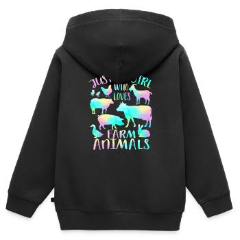 Nur ein Mädchen, das Nutztiere liebt - Kinder Premium Organic Zip Hoodie - Schwarz - Hinten - AI Model Kid Male (0cm)