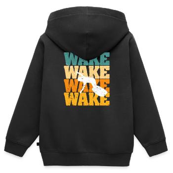 Retro Wakeboard Vintage Wake Boarding Sports nautiques - Sweat Premium à capuche zippé enfant bio - noir - Dos - AI Model Kid Male (0cm)