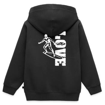 Liebe Surfen Lustiges Wakeboard Surfer Wassersport - Kinder Premium Organic Zip Hoodie - Schwarz - Hinten - AI Model Kid Male (0cm)