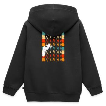 Retro Wakeboard Vintage Wake Boarding Sports nautiques - Sweat Premium à capuche zippé enfant bio - noir - Dos - AI Model Kid Male (0cm)