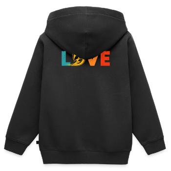 Liebe Surfen Lustiges Wakeboard Surfer Wassersport - Kinder Premium Organic Zip Hoodie - Schwarz - Hinten - AI Model Kid Male (0cm)
