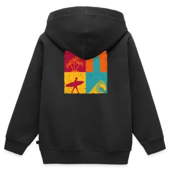 Surfen Retro Surfer Vintage Surf Wakeboard Wasser - Kinder Premium Organic Zip Hoodie - Schwarz - Hinten - AI Model Kid Male (0cm)