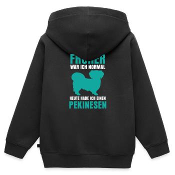 Pekinese früher normal Peking-Palasthund - Kinder Premium Organic Zip Hoodie - Schwarz - Hinten - AI Model Kid Male (0cm)