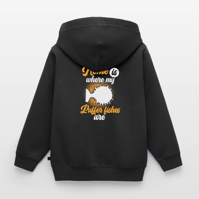 Le poisson-globe est ma maison Poisson-globe géant Sweat Premium à capuche zippé enfant bio
