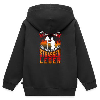 Straßenwärter war mal jung Straßenbauer - Kinder Premium Organic Zip Hoodie - Schwarz - Hinten - AI Model Kid Male (0cm)