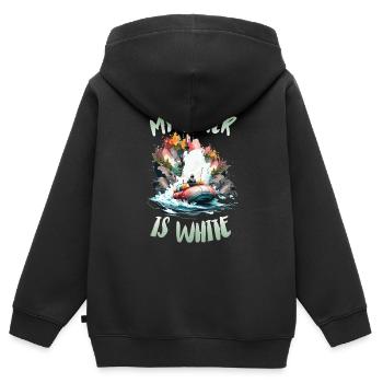 Fluss Rafting - Kinder Premium Organic Zip Hoodie - Schwarz - Hinten - AI Model Kid Male (0cm)