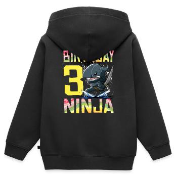 Shark Ninja I'm 3 - Action Underwater Birthday - Kids Premium Organic Zip-up Hoodie - black - Back - AI Model Kid Male (0cm)