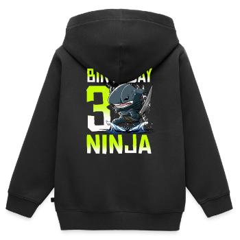 Shark Ninja I'm 3 - Action Underwater Birthday - Kids Premium Organic Zip-up Hoodie - black - Back - AI Model Kid Male (0cm)