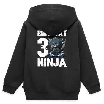 Shark Ninja I'm 3 - Action Underwater Birthday - Kids Premium Organic Zip-up Hoodie - black - Back - AI Model Kid Male (0cm)