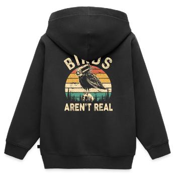 Lustige Retro-Vintage-Vögel sind keine echten Vogelspione - Kinder Premium Organic Zip Hoodie - Schwarz - Hinten - AI Model Kid Male (0cm)
