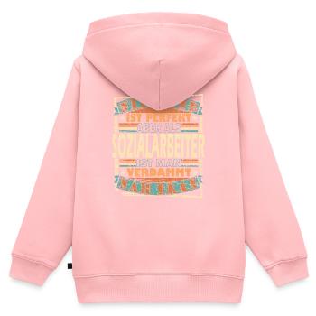 Sozialarbeiter Held Aufgaben Sozialpädagoge Beruf - Kinder Premium Organic Zip Hoodie - Rosa - Hinten - AI Model Kid Female (0cm)