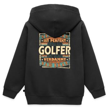 Golf Golfer Golfschläger Golfball Geschenk - Kinder Premium Organic Zip Hoodie - Schwarz - Hinten - AI Model Kid Male (0cm)