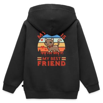 Mon chat est mon meilleur ami - Sweat Premium à capuche zippé enfant bio - noir - Dos - AI Model Kid Male (0cm)