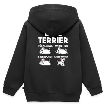 Hund Bull Terrier - Kinder Premium Organic Zip Hoodie - Schwarz - Hinten - AI Model Kid Male (0cm)
