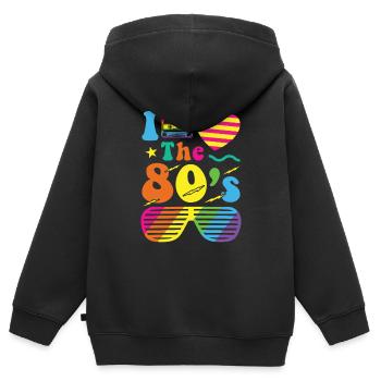 80er Jahre Retro Vintage Kostüm Jahr 80 Liebe - Kinder Premium Organic Zip Hoodie - Schwarz - Hinten - AI Model Kid Male (0cm)