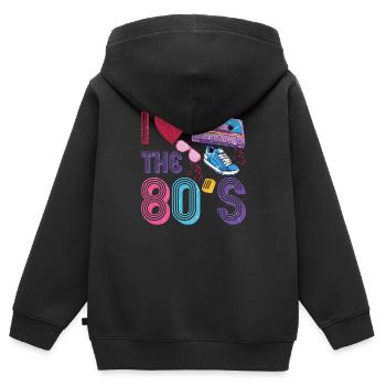 80er Jahre Retro Vintage Kostüm Liebe 80er Jahre 1980 - Kinder Premium Organic Zip Hoodie - Schwarz - Hinten - AI Model Kid Male (0cm)