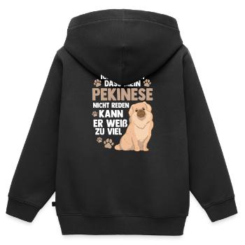 Pekinese weiß zu viel Peking-Palasthund - Kinder Premium Organic Zip Hoodie - Schwarz - Hinten - AI Model Kid Male (0cm)