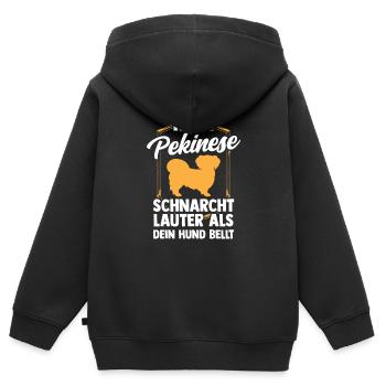Pekinese schnarcht lauter Peking-Palasthund - Kinder Premium Organic Zip Hoodie - Schwarz - Hinten - AI Model Kid Male (0cm)