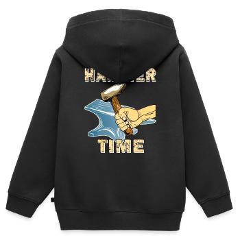 HAMMER TIME ANVIL - Kids Premium Organic Zip-up Hoodie - black - Back - AI Model Kid Male (0cm)