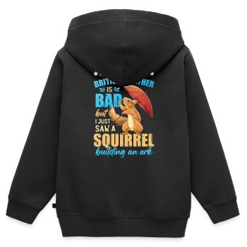 Lustiger britischer Wetterwitz - Kinder Premium Organic Zip Hoodie - Schwarz - Hinten - AI Model Kid Male (0cm)