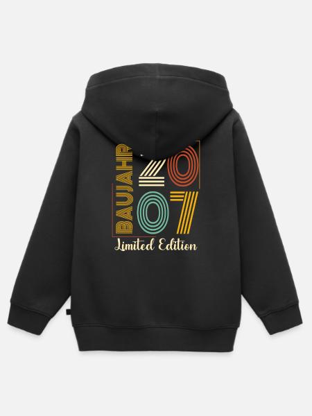Baujahr 2007 - Kinder Premium Organic Zip Hoodie - Schwarz