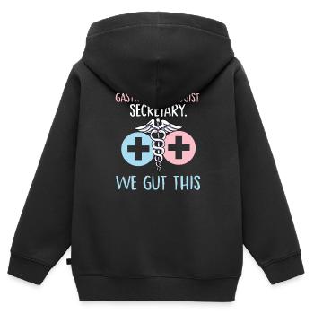 gastroenterologist secretary we gut this Design - Kids Premium Organic Zip-up Hoodie - black - Back - AI Model Kid Male (0cm)