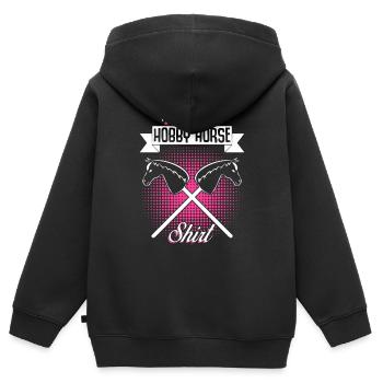 Hobby Equitation Hobby Horsing - Sweat Premium à capuche zippé enfant bio - noir - Dos - AI Model Kid Male (0cm)