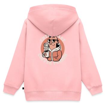 Kaffee-Enthusiast - Kinder Premium Organic Zip Hoodie - Rosa - Hinten - AI Model Kid Female (0cm)