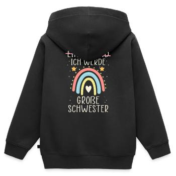 Ich werde Große Schwester Regenbogen Babyfeier - Kinder Premium Organic Zip Hoodie - Schwarz - Hinten - AI Model Kid Male (0cm)