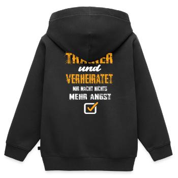 Trainer und Verheiratet - Kinder Premium Organic Zip Hoodie - Schwarz - Hinten - AI Model Kid Male (0cm)
