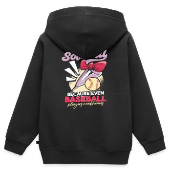 Blague sur le joueur de softball - Sweat Premium à capuche zippé enfant bio - noir - Dos - AI Model Kid Male (0cm)