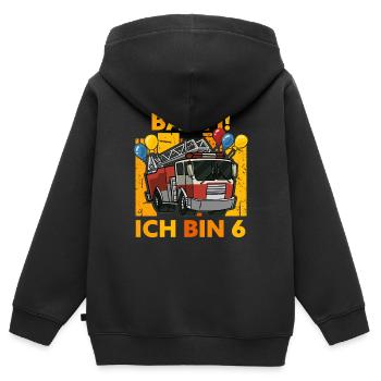 6. Geburtstag Feuerwehr Junge 6 Jahre Geschenk - Kinder Premium Organic Zip Hoodie - Schwarz - Hinten - AI Model Kid Male (0cm)