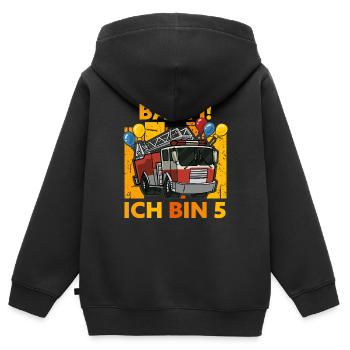 5. Geburtstag Feuerwehr Junge 5 Jahre Geschenk - Kinder Premium Organic Zip Hoodie - Schwarz - Hinten - AI Model Kid Male (0cm)