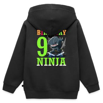 Shark Ninja I'm 9 - Action Unterwasser Geburtstag - Kinder Premium Organic Zip Hoodie - Schwarz - Hinten - AI Model Kid Male (0cm)