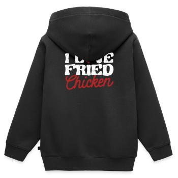 Ich liebe Brathähnchen Lustiges Essen Essen BBQ - Kinder Premium Organic Zip Hoodie - Schwarz - Hinten - AI Model Kid Male (0cm)