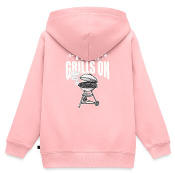 Je tourne les grilles sur drôle en disant barbecue sarcastique - Sweat Premium à capuche zippé enfant bio - rose - Dos - AI Model Kid Female (0cm)