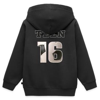 Fussball TEEN 16 Soccer - Kinder Premium Organic Zip Hoodie - Schwarz - Hinten - AI Model Kid Male (0cm)