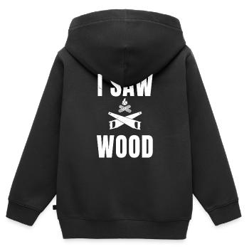 J’ai vu du bois - scie à scie - Sweat Premium à capuche zippé enfant bio - noir - Dos - AI Model Kid Male (0cm)