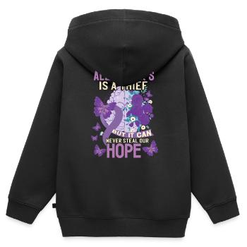 Alzheimer ist ein Dieb - Kinder Premium Organic Zip Hoodie - Schwarz - Hinten - AI Model Kid Male (0cm)