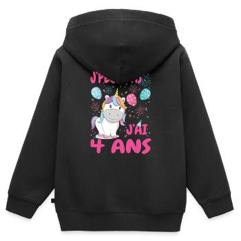 licorne originale rigolote fille 4 ans - Sweat Premium à capuche zippé enfant bio - noir - Dos - AI Model Kid Male (0cm)