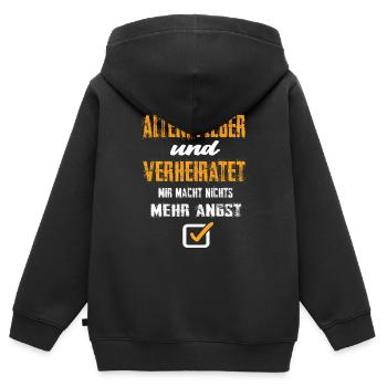 Altenpfleger und Verheiratet - Kinder Premium Organic Zip Hoodie - Schwarz - Hinten - AI Model Kid Male (0cm)