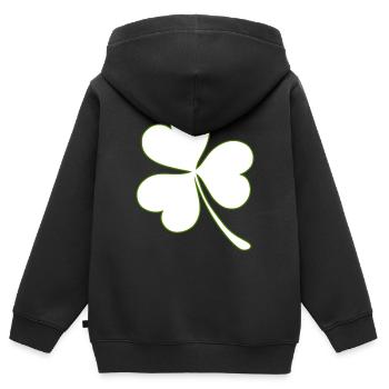 Kleeblatt - Kinder Premium Organic Zip Hoodie - Schwarz - Hinten - AI Model Kid Male (0cm)