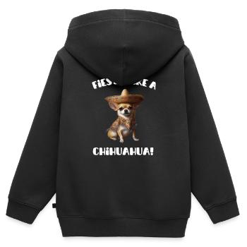 Chihuahua portant un sombrero Fiesta dicton - Sweat Premium à capuche zippé enfant bio - noir - Dos - AI Model Kid Male (0cm)