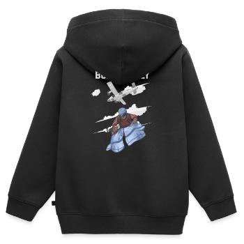 Born To Fly Funny Jumping - Sweat Premium à capuche zippé enfant bio - noir - Dos - AI Model Kid Male (0cm)