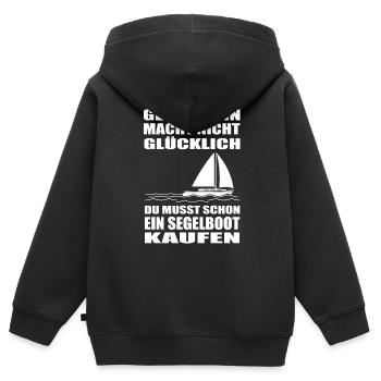 Segelboot - Kinder Premium Organic Zip Hoodie - Schwarz - Hinten - AI Model Kid Male (0cm)
