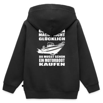 Motorboot - Kinder Premium Organic Zip Hoodie - Schwarz - Hinten - AI Model Kid Male (0cm)