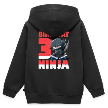 Shark Ninja I'm 3 - Action Underwater Birthday - Kids Premium Organic Zip-up Hoodie - black - Back - AI Model Kid Male (0cm)