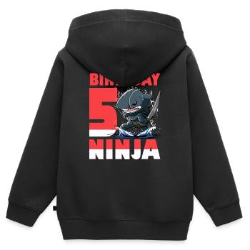 Shark Ninja I’m 5 - Action polonaise sous l’eau - Sweat Premium à capuche zippé enfant bio - noir - Dos - AI Model Kid Male (0cm)